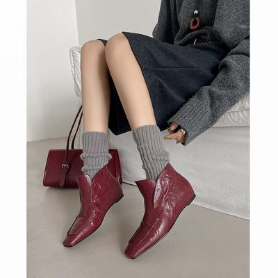 Мода 2025 НОВЫЕ Осенние Женские Туфли Квадратный Носок Средний Каблук Женские Ботинки натуральная кожа Ботильоны Зимние Элегантные Современные Ботинки