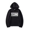 Techno Hoodies Solid Color Print Sweatshirt Unisex Women Sport Daily Casual Hooded Tops Streetwear Hoodie Hip Hop Pullover Unisex