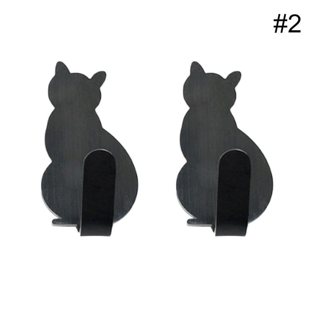 2 шт./компл. кошачий хвост в форме кухонной стены, двери, металлический крючок, клейкая лента, вешалка для ключей, декоративный держатель