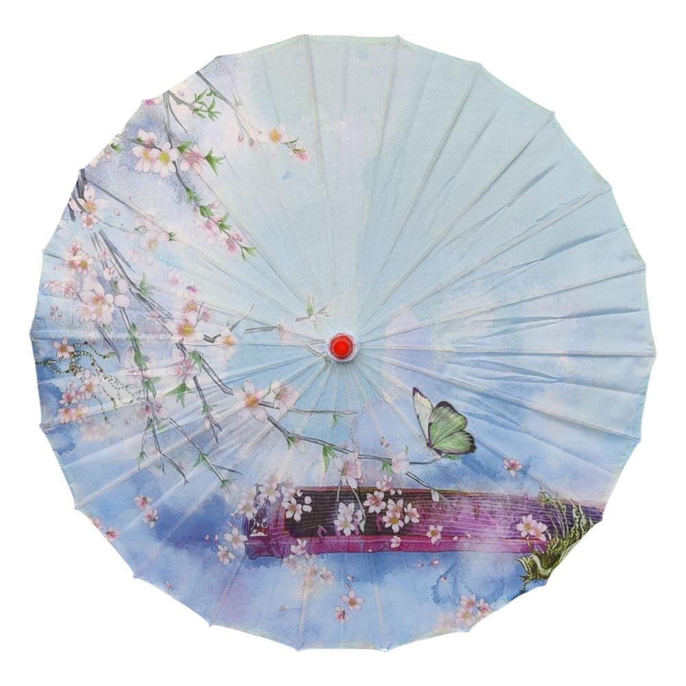 Vintage 70 cm Silk Cloth Women Umbrella Handheld Folding Classical Oil Paper Umbrella Rainproof Decorative Costume Parasol Party