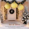 3Pcs Outdoor Hanging Christmas Light LED Illuminated Ornament Balls with 8 Lighting Modes And Timer Festive Sequin Ball for Porch Garden Decor
