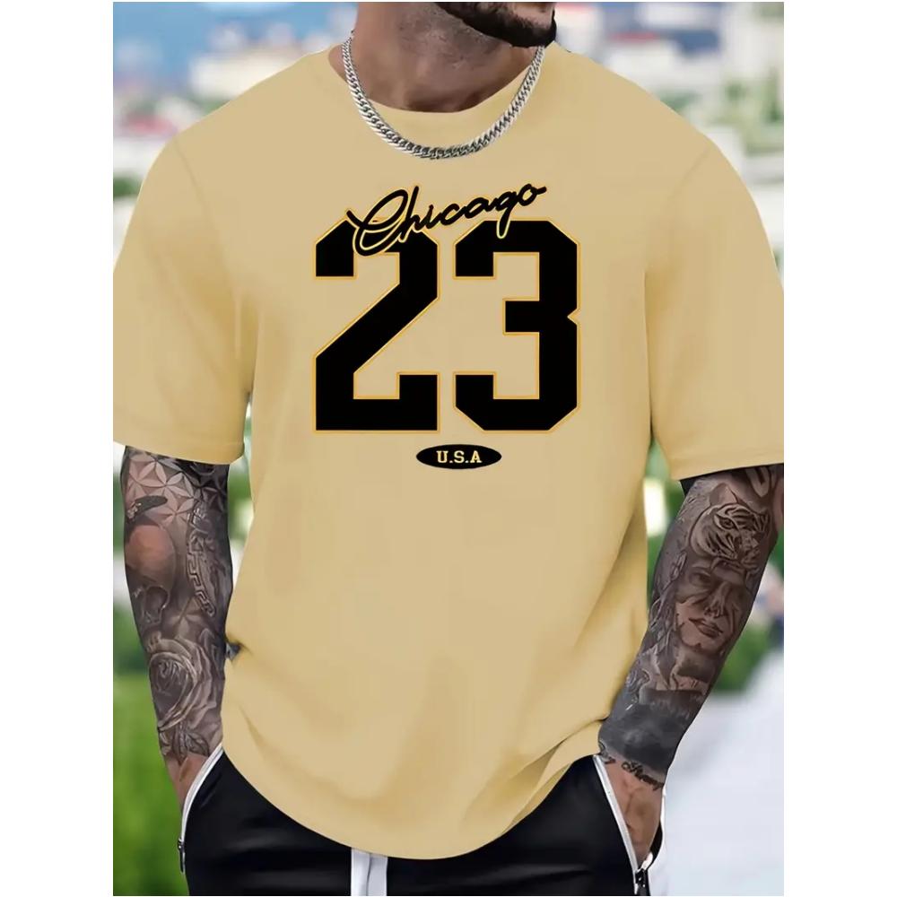 Men's T-Shirt 3d 23 Digital Pattern T Shirt Tops Summer Short Sleeved Tees Simple Casual Street Clothing Men Fashion Blouse