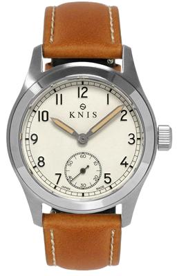 Часы KNIS Varnish Made in Japan с ретро-ремешком, сапфировым стеклом, водонепроницаемостью 10 АТМ, кремово-белым циферблатом и верблюжьей кожей, мужские KN003-WHCALE