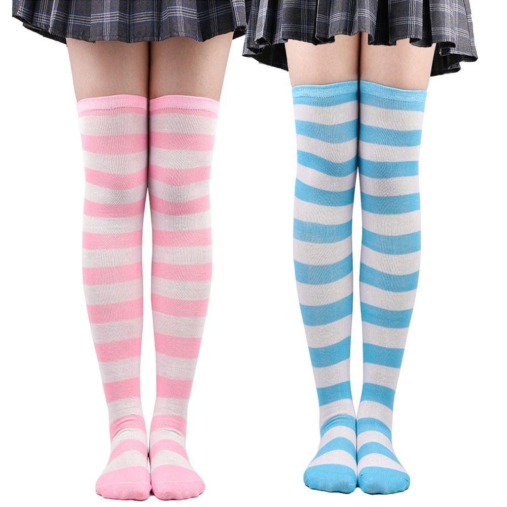Warm Stripe Stockings Knitted Over Knee Socks Harajuku Style Cosplay Socks  Christmas Gift