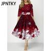 JPNTKY Women's Fashion Summer Spring 3/4 Sleeve O-Neck Casual Dresses