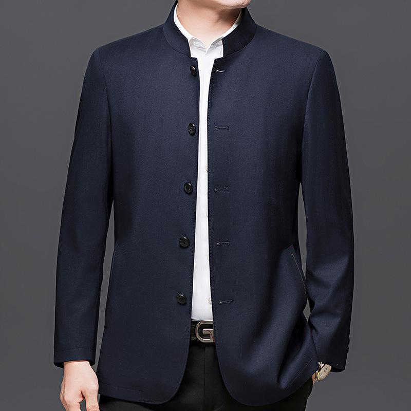 2026 Spring/Autumn Men's Business Casual Wool Lapel Jacket for Middle-aged & Elderly