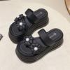 Fashion 8.5CM High Heels Slippers Women 2025 Summer New Thick-Soled Ladies High Platform Flower Beach Sandals Flip Flops Shoes