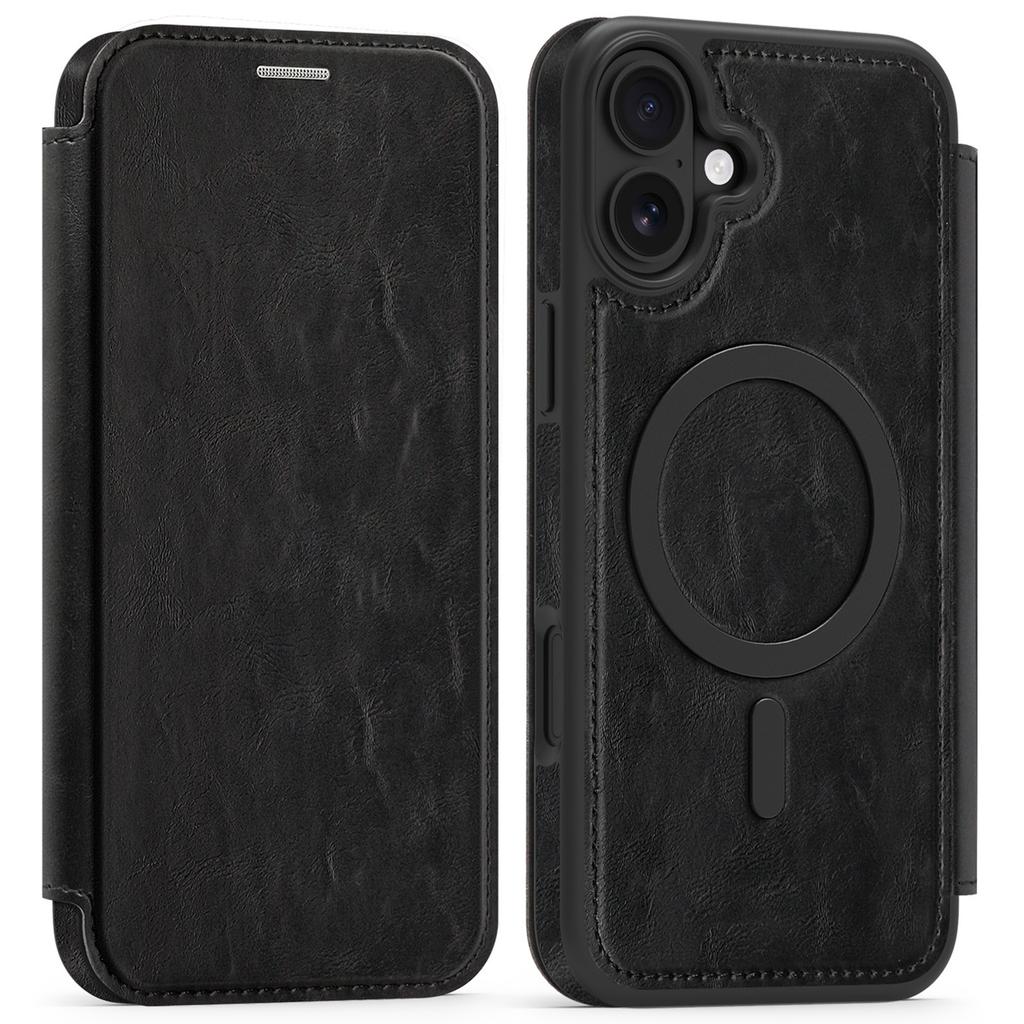 For iPhone 16 Plus Case Compatible with MagSafe RFID Blocking Card Holder Leather Phone Cover