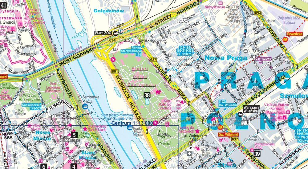 Warszawa. Laminowana Mapa / Plan Miasta + Miniprzewodnik. Wyd. 2025. Expressmap