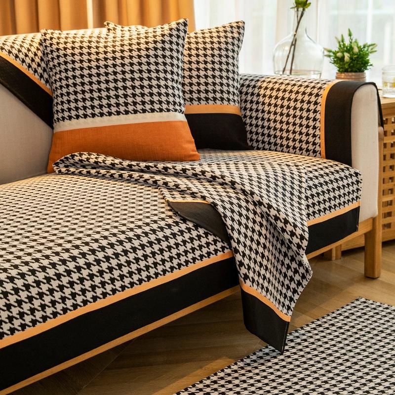 Chenille Sofa Cushion Four Seasons Universal Sofa Cover Simple Cushion Backrest Towel Cover Cloth Houndstooth Non-Slip Sofa Cover
