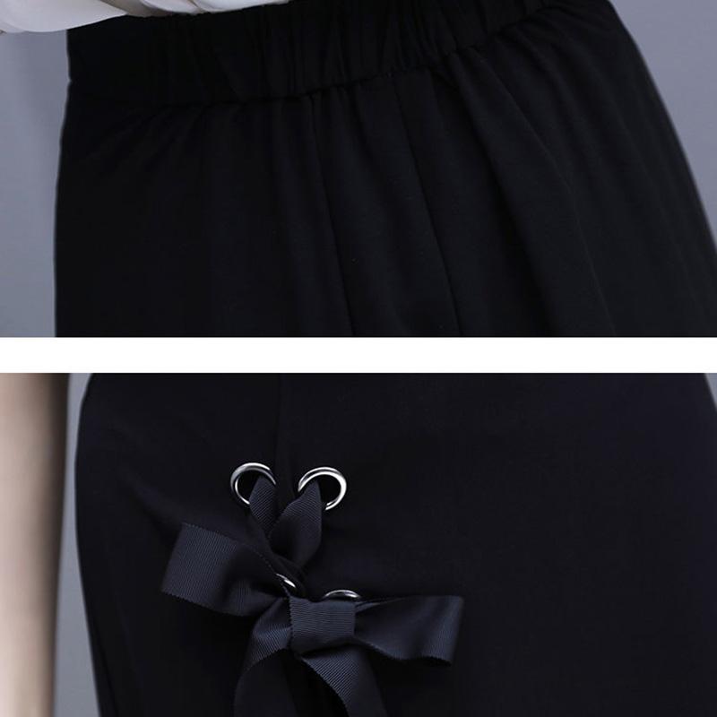 Women's Temperament Cold and Windy Two-piece Suit Skirt Mid-length Chiffon Dress Female Round Neck Short-sleeved Shirt Sweet