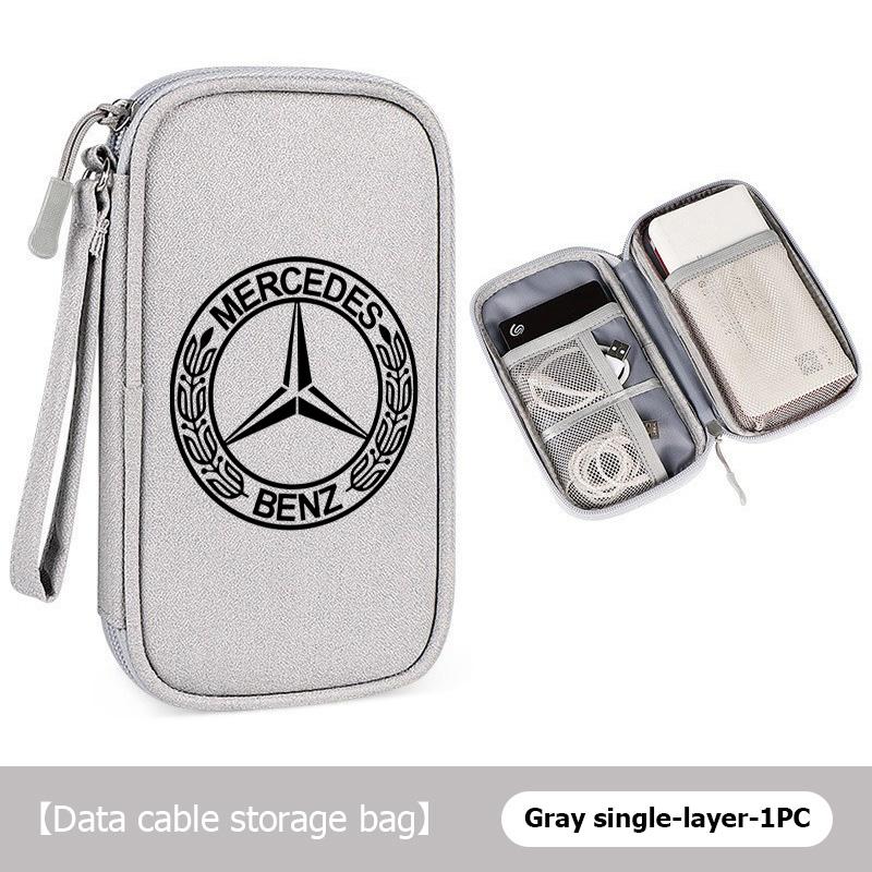 AABGW1 For Benz Oxford Cloth Car Styling Digital Data Line Box Travel Organizer Trunk Storage Bag AMG VIANO GLB GLC W108 W124 W126 W169