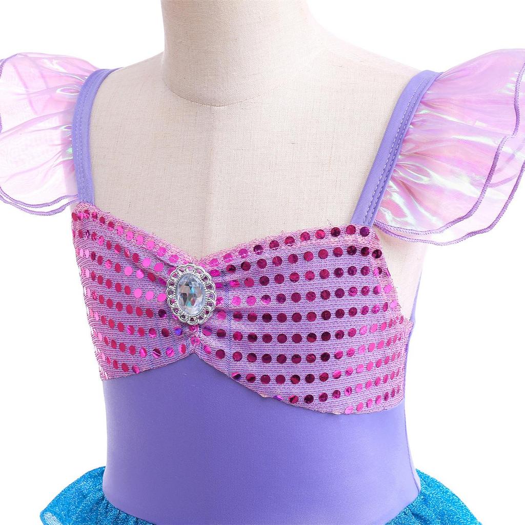 Платье принцессы Русалочки для девочек, фатиновый карнавальный костюм с короткими рукавами, детская карнавальная одежда на день рождения, Хэллоуин