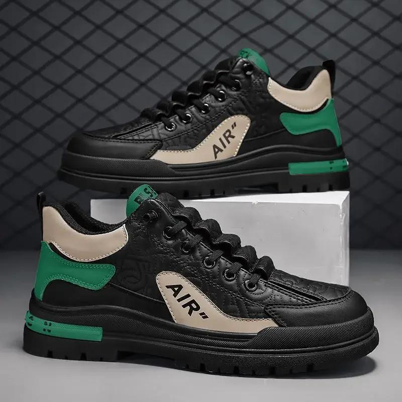 Luxury 2024 Men's New Leather Versatile Casual Shoes Wear-resistant and Anti Slip Sports Shoes High-quality Running Shoes