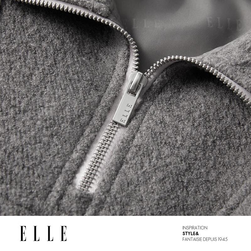 ELLE Женская толстовка с четвертью на молнии из смесовой шерсти
