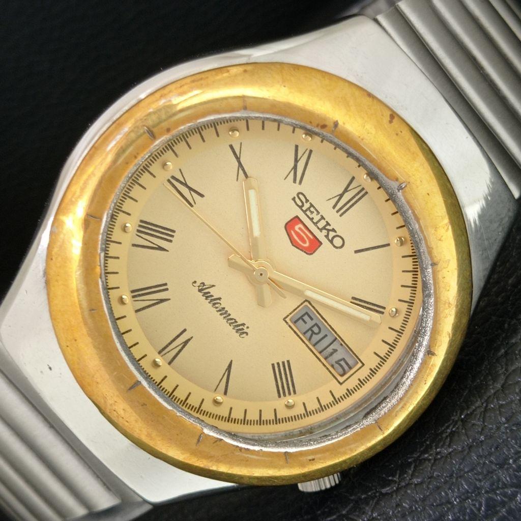 РЕДКИЕ ВИНТАЖНЫЕ АВТОМАТИЧЕСКИЕ ЧАСЫ SEIKO 5 7009A ЯПОНИЯ МУЖСКИЕ ЗОЛОТИСТЫЙ ЦИФЕРБЛАТ a709534-1