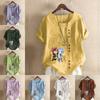 Women's Fashion Cartoon Characters Print Short Sleeve T-shirt Loose Cotton Shirt Casual Loose Summer Blouse Tops