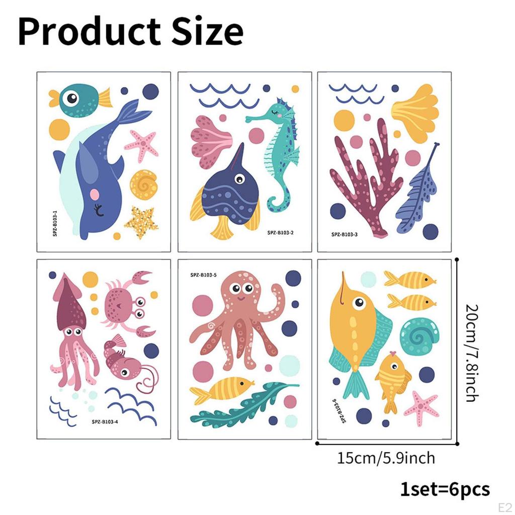 6 шт. наклейки для ванной Sealife Wall DIY Cartoon Removable Whales Bathroom
