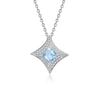S925 pure silver natural yellow garnet necklace, square star shaped crystal pendant, luxurious jewelry with brushed craftsmanship, gift