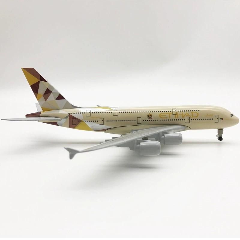 20СМ A380 Etihad Airways Литая модель самолета из сплава Модель с колесами Стенд для самолета Коллекционный Декор для витрины