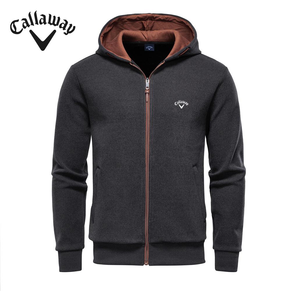 Callaway 2025 Autumn and Winter Embroidery New Men's Hooded Sweatshirt with Plush Insulation, High-quality Color Blocked Men's Top