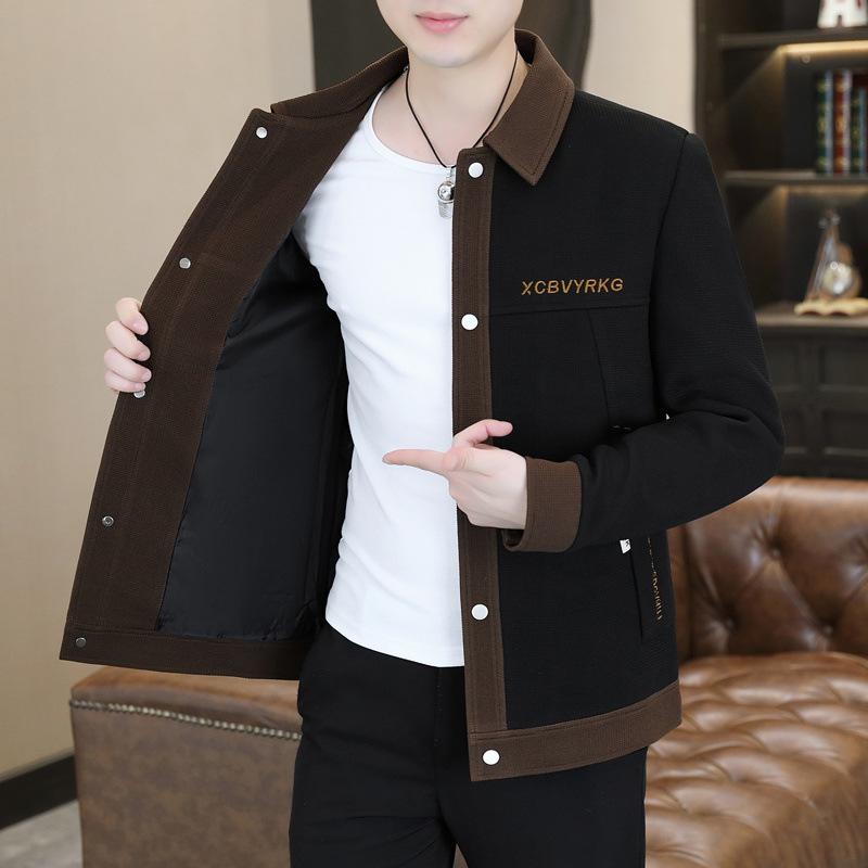Осенне-зимний новый стиль пиджака с лацканами Красивый молодой и среднего возраста повседневный модный пиджак кардиган пальто мужская одежда