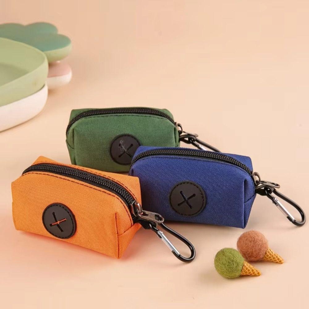 with Carabiner Clip Dog Poop Bag Holder Oxford Cloth Animal Waste Collection Pouch Walking