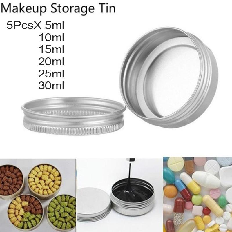 5Pcs Aluminum Mini Round Tin Metal Container Bottles Storage Jar Screw Lids Box