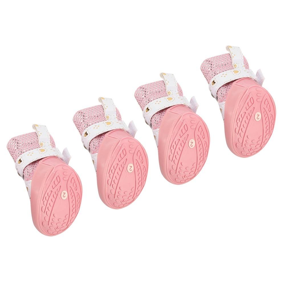 4Pcs Anti-Slip Sole Mesh Dog Shoes Golden Mesh Anti-Slip Dog Booties  Outdoor Walking