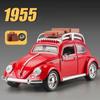 1:32 Жук 1955 GSR Легкосплавный Ретро Модель Игрушки Литые Машинки Звук Свет Украшение Двери Открываются Миниатюрные Транспортные Средства Мальчики Коллекция Подарки