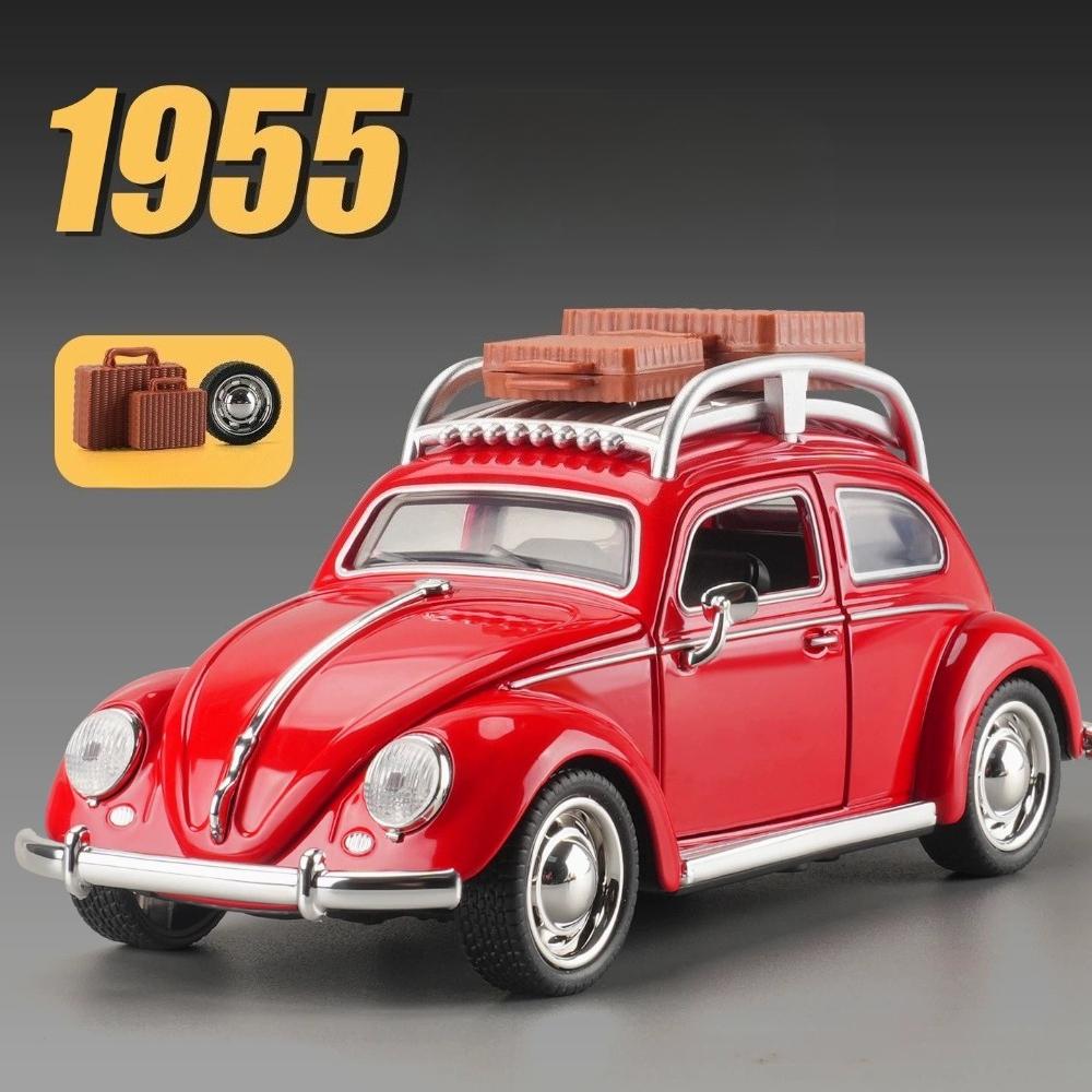 1:32 Жук 1955 GSR Легкосплавный Ретро Модель Игрушки Литые Машинки Звук Свет Украшение Двери Открываются Миниатюрные Транспортные Средства Мальчики Коллекция Подарки