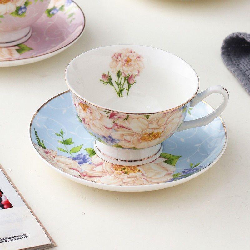 220ml Nordic Bone China Coffee Cup Set, Vintage English Style Tea & Coffee Mug Set