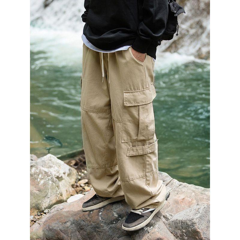 Wassup Retro Wide-Leg Pants Boys Loose Straight-leg Fall and Winter American Street Workwear Fashion Brand Wind Multi-Pocket Pants