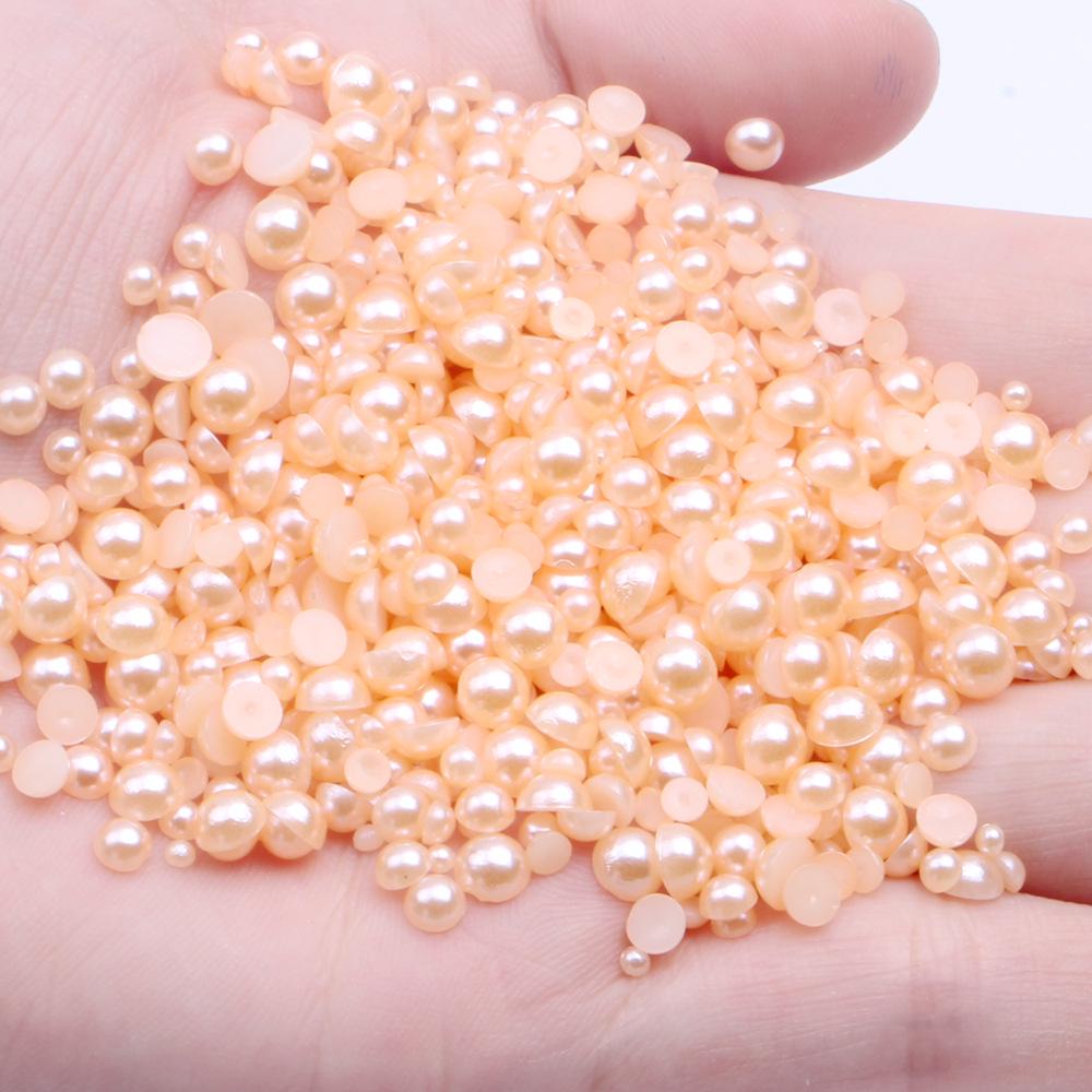 8mm Flat-Bottom Half-Round Imitation Pearls Beads, 100-Pack - DIY Rhinestone Mobile Case Accessories