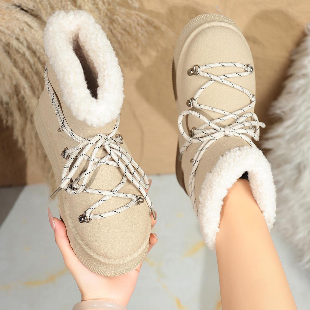 Winter New Snow Boots Plus-size Flat Short Cotton Shoes Women's Plush Thickened To Warm The Snow
