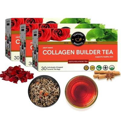 Чай для выработки коллагена TEACURRY (Упаковка на 3 месяца | 90 чайных пакетиков) - Для кожи, волос, ногтей (С витамином С, биотином)