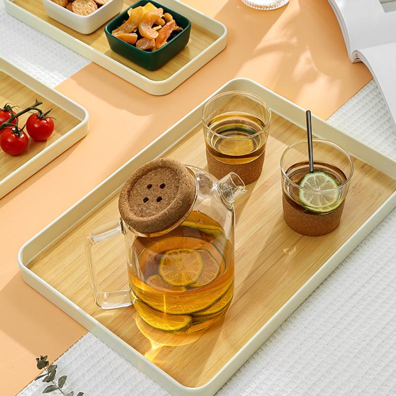 Imitation Bamboo Grain Tray Home Tea Tray Coffee Dessert Plate Fall-resistant Diamine Flat Plate Japanese Simple Dinner Plate