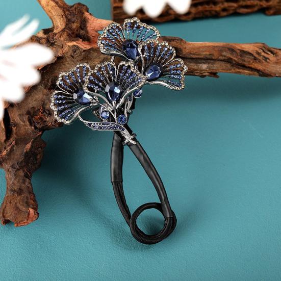 Hair Clip Peacock Phoenix Calla Shape Shiny Rhinestones Inlaid Hair Claw Hand-Embroidered Bun Maker