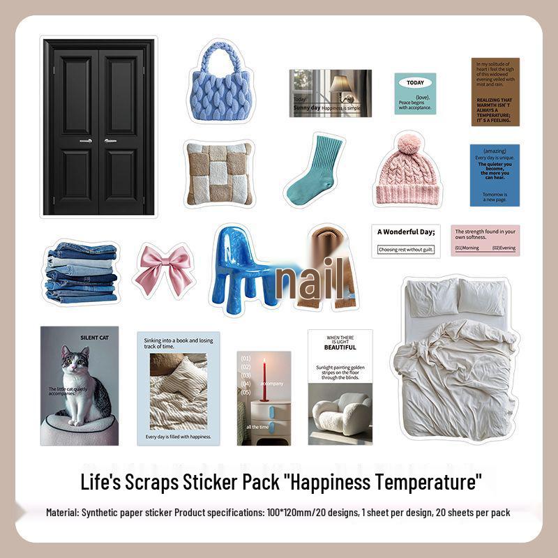 PaperMore Life Scraps Synthetic Paper Sticker Pack - Retro Journal Decor Material 4