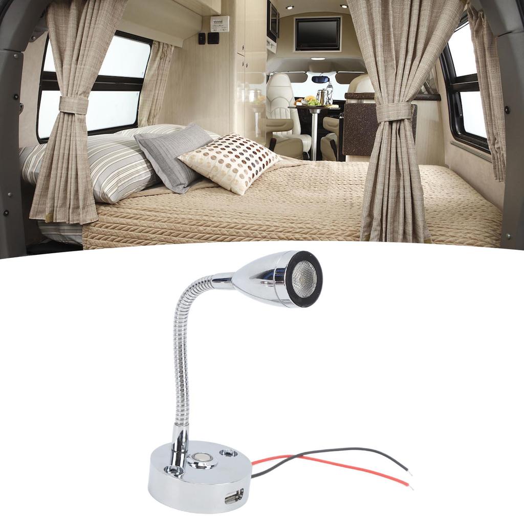 Светодиодный светильник для чтения в автодоме, хромированный, комнатный, прикроватный, для лодки, яхты, USB, 3 регулируемых цвета света, сенсорный светильник D