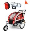 Remorque Vélo Enfant - Buggy - 2 Places - Amortisseur - Rouge - 40 Kg Max