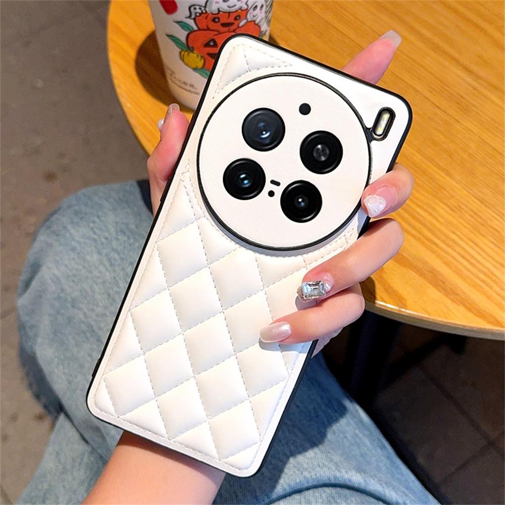 For vivo X200 Pro 5G Case Rhombus Stitching PU Leather + TPU Shockproof Phone Cover