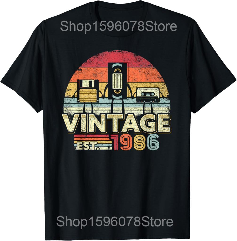 40 Years Old Classic 1986 Vintage Cassette Tape Funny 40th T Shirts Men Streetwear Tee Shirt Short Sleeve Unisex Loose Clothing