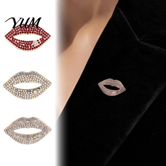 Clothing Pins Sexy Rhinestone Lip Brooch for Women, Red Shape Lapel Alloy Bags Pin Pin, Accessory Suits Coats Scarves Shawls Bag Decoration