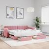 VidaXL Daybed with Trundle and Drawers Pink 90x200 Cm Velvet 3196980