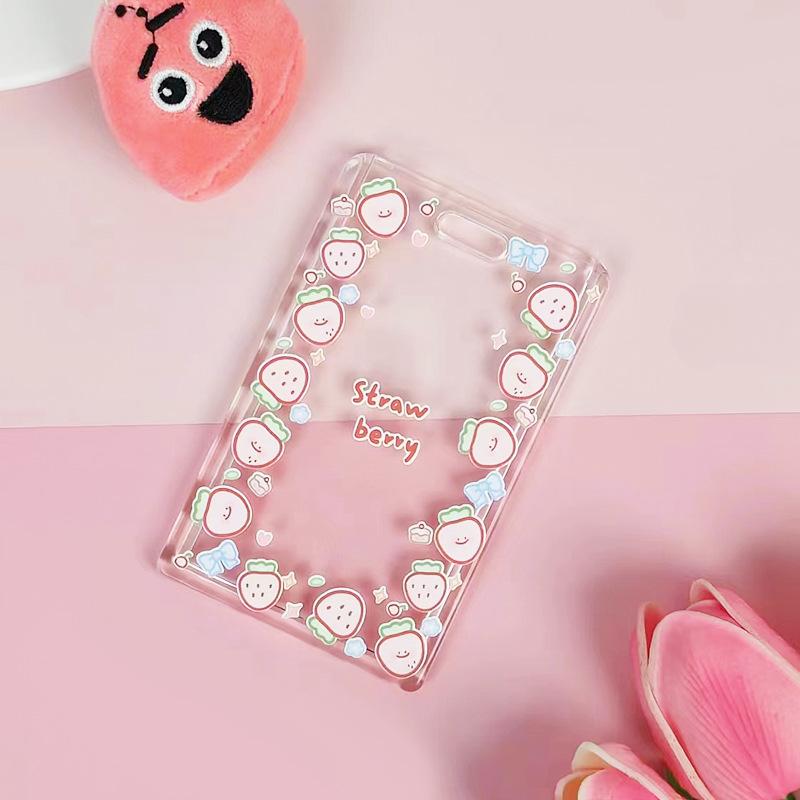 Ins Симпатичный прозрачный чехол для карты на шнурке, чехол для студенческой автобусной карты, чехол для мультяшной рабочей карты, держатель для кредитной карты с пружинным шнуром