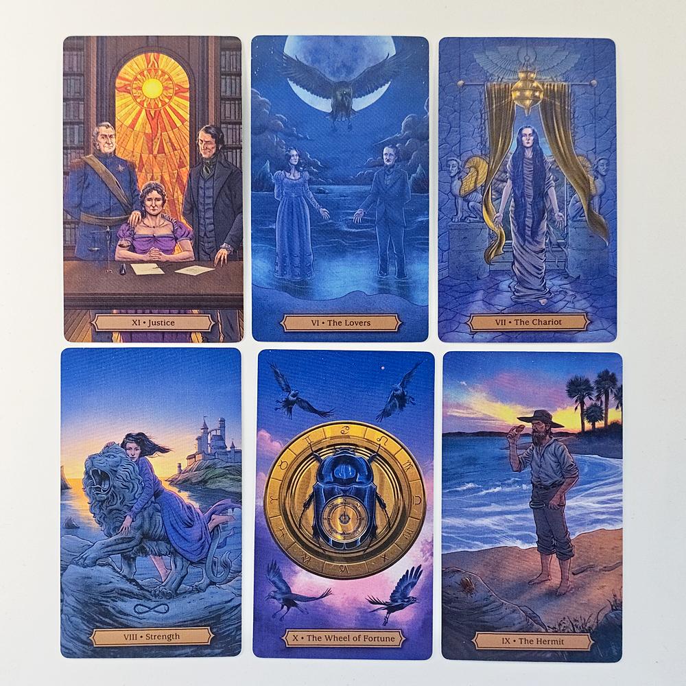 Колода Таро Эдгара Аллана По 12*7см 78 Потрясающих Иллюстраций по Мотивам Рассказов По, Напечатанных на Двустороннем Картоне 350 г/м² с Двойным Тиснением