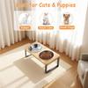 Stainless Steel Non-Slip Elevated Cat Bowls, 32 Oz Raised Pet Food Bowl Feeder With 15 Degree Tilt Dish