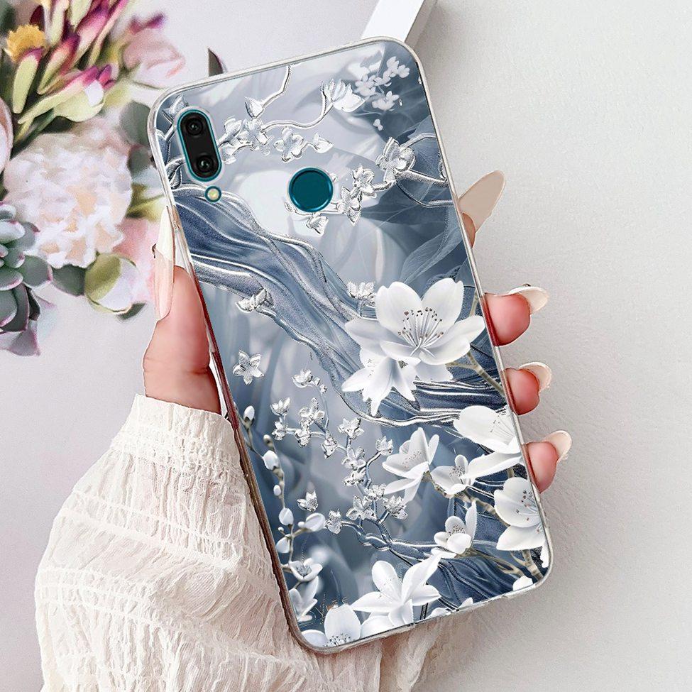 Clear For Huawei Y9 2019 Case Cover Cute Fashion Flowers Funny Cool Painted Soft Phone Case For Huawei JKM-LX1 JKM-LX2 JKM-LX3