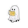 Cute And Quirky Cartoon Ghost Reading Series Alloy Brooch Fun Halloween Themed Pin